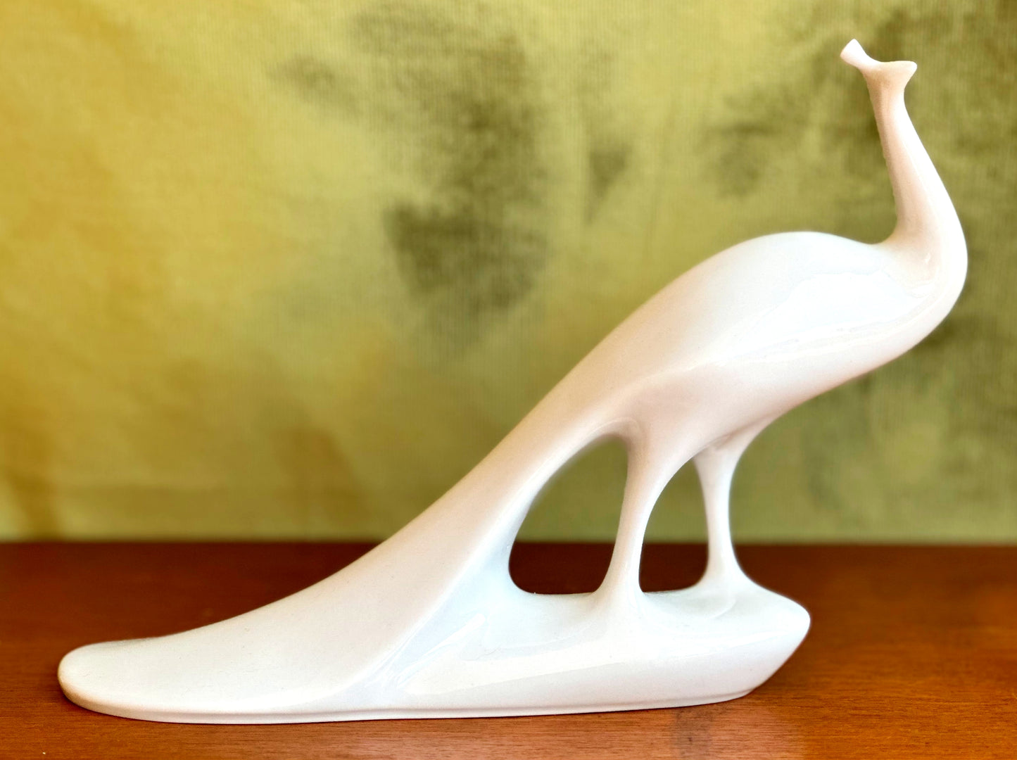 A Royal Dux mid-century porcelain peacock