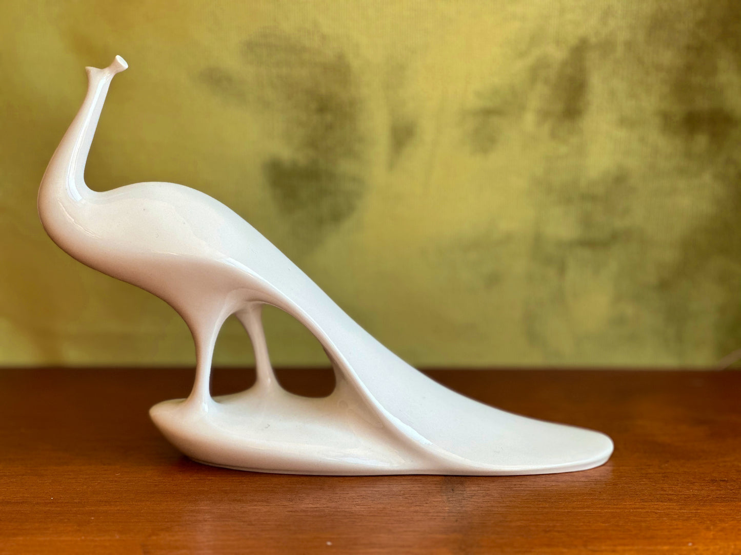 A Royal Dux mid-century porcelain peacock